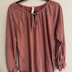 Honeyme Pink Tie Front Relaxed Blouse